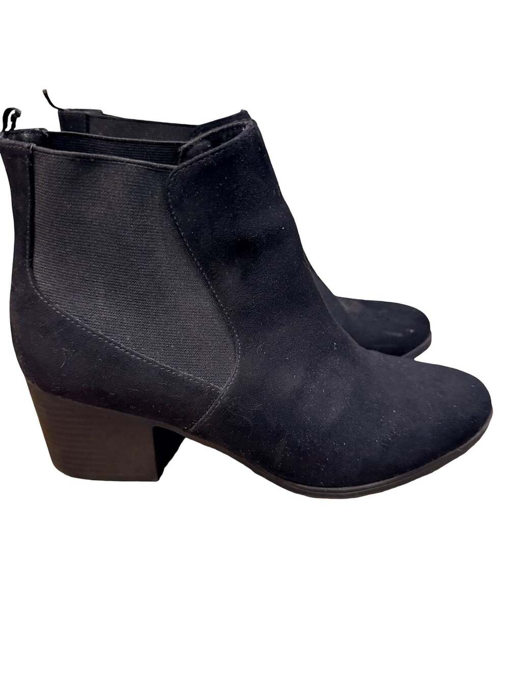 Divided H&M Chelsea Ankle Boots Size 8 Black Suede Block Heel